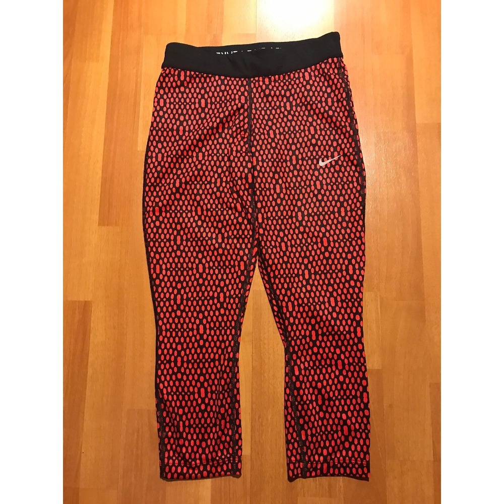 Nike Running Capri Cropped Leggings Pants Size XS Extra Small Spotted Orange